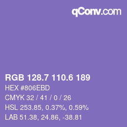 カラーコード: RGB 128.7 110.6 189 | qconv.com