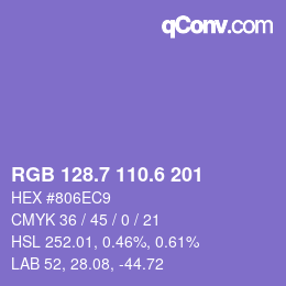 カラーコード: RGB 128.7 110.6 201 | qconv.com