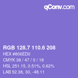 カラーコード: RGB 128.7 110.6 208 | qconv.com