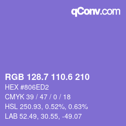 カラーコード: RGB 128.7 110.6 210 | qconv.com
