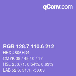 カラーコード: RGB 128.7 110.6 212 | qconv.com