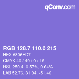 カラーコード: RGB 128.7 110.6 215 | qconv.com