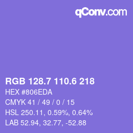 カラーコード: RGB 128.7 110.6 218 | qconv.com