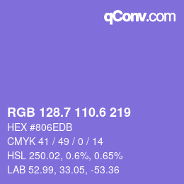 カラーコード: RGB 128.7 110.6 219 | qconv.com
