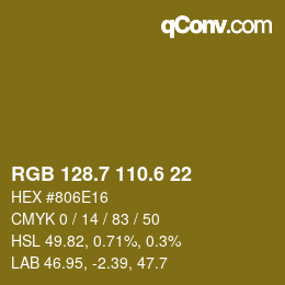 カラーコード: RGB 128.7 110.6 22 | qconv.com