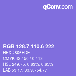 カラーコード: RGB 128.7 110.6 222 | qconv.com