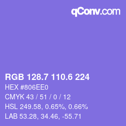 カラーコード: RGB 128.7 110.6 224 | qconv.com