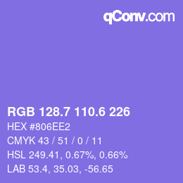 カラーコード: RGB 128.7 110.6 226 | qconv.com