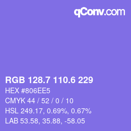 カラーコード: RGB 128.7 110.6 229 | qconv.com