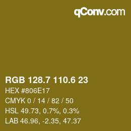 カラーコード: RGB 128.7 110.6 23 | qconv.com