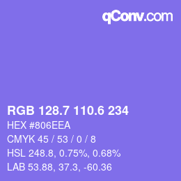 カラーコード: RGB 128.7 110.6 234 | qconv.com