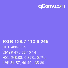 カラーコード: RGB 128.7 110.6 245 | qconv.com