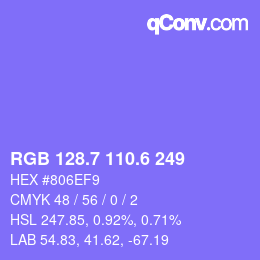 カラーコード: RGB 128.7 110.6 249 | qconv.com