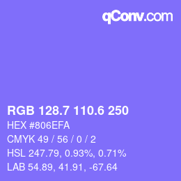 カラーコード: RGB 128.7 110.6 250 | qconv.com