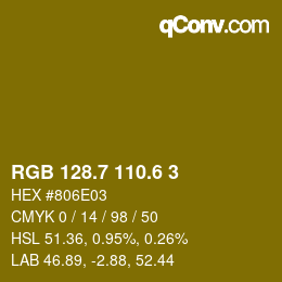 カラーコード: RGB 128.7 110.6 3 | qconv.com