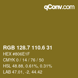 カラーコード: RGB 128.7 110.6 31 | qconv.com
