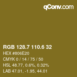 カラーコード: RGB 128.7 110.6 32 | qconv.com