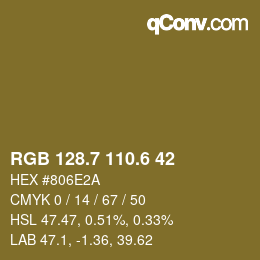 カラーコード: RGB 128.7 110.6 42 | qconv.com