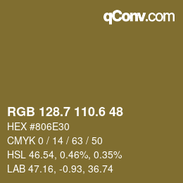 カラーコード: RGB 128.7 110.6 48 | qconv.com