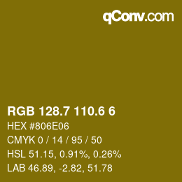 カラーコード: RGB 128.7 110.6 6 | qconv.com