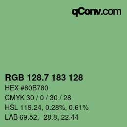 カラーコード: RGB 128.7 183 128 | qconv.com