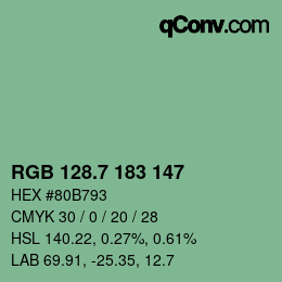 カラーコード: RGB 128.7 183 147 | qconv.com