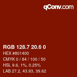 カラーコード: RGB 128.7 20.6 0 | qconv.com