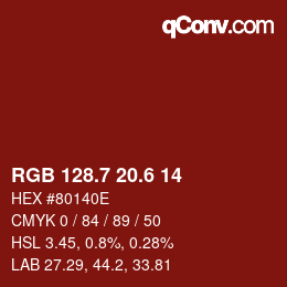 カラーコード: RGB 128.7 20.6 14 | qconv.com