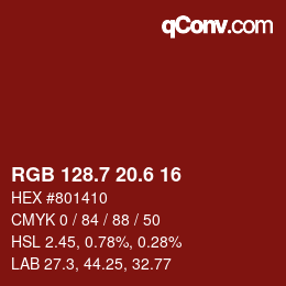 カラーコード: RGB 128.7 20.6 16 | qconv.com