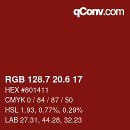 カラーコード: RGB 128.7 20.6 17 | qconv.com