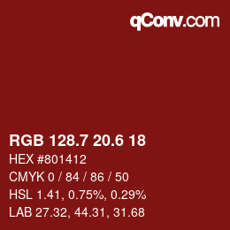 カラーコード: RGB 128.7 20.6 18 | qconv.com