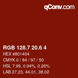カラーコード: RGB 128.7 20.6 4 | qconv.com
