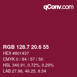 カラーコード: RGB 128.7 20.6 55 | qconv.com