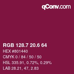 カラーコード: RGB 128.7 20.6 64 | qconv.com