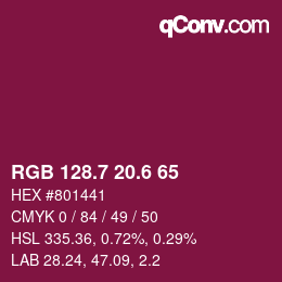 カラーコード: RGB 128.7 20.6 65 | qconv.com