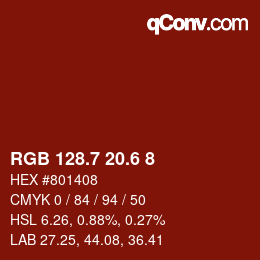 カラーコード: RGB 128.7 20.6 8 | qconv.com