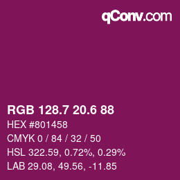 カラーコード: RGB 128.7 20.6 88 | qconv.com