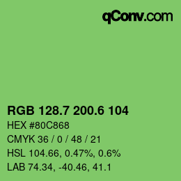 カラーコード: RGB 128.7 200.6 104 | qconv.com