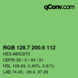 カラーコード: RGB 128.7 200.6 112 | qconv.com