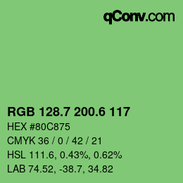 カラーコード: RGB 128.7 200.6 117 | qconv.com