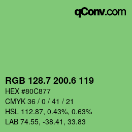 カラーコード: RGB 128.7 200.6 119 | qconv.com