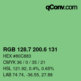 カラーコード: RGB 128.7 200.6 131 | qconv.com