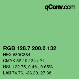 カラーコード: RGB 128.7 200.6 132 | qconv.com