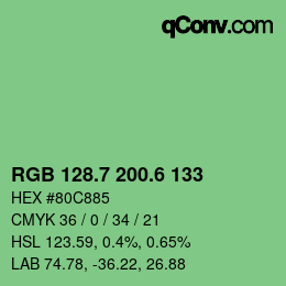 カラーコード: RGB 128.7 200.6 133 | qconv.com