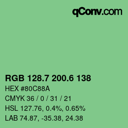 カラーコード: RGB 128.7 200.6 138 | qconv.com
