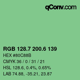 カラーコード: RGB 128.7 200.6 139 | qconv.com