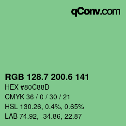 カラーコード: RGB 128.7 200.6 141 | qconv.com