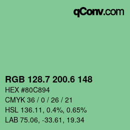 カラーコード: RGB 128.7 200.6 148 | qconv.com