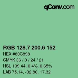 カラーコード: RGB 128.7 200.6 152 | qconv.com