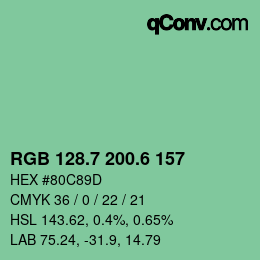カラーコード: RGB 128.7 200.6 157 | qconv.com